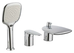 Смеситель для ванны/душа Lemark Status, на борт ванны, однорычажный, неповоротный, длина излива 145 мм, керамический, латунь, цвет хром