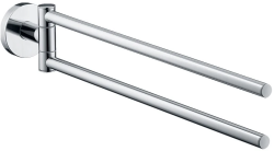 Полотенцедержатель Aquatek Вега двойной, 440 мм настенный, поворотный, латунь/нержавеющая сталь, для полотенец в ванную/туалет/душевую кабину, цвет хром