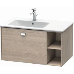 Тумба под раковину Duravit Brioso, 82х47,9х44,2 см, подвесная, 1 выдвижной ящик, с открытой полкой слева, ДСП, цвет: сосна серебристая/хром, шкафчик навесной, механизм доводчика, прямоугольная, левая, в ванную комнату