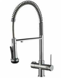 Смеситель для кухни/мойки ZorG Steel Hammer 2005, под фильтр, однорычажный, поворотный/гибкий излив, керамический картридж, длина излива 339 мм, латунь, цвет хром