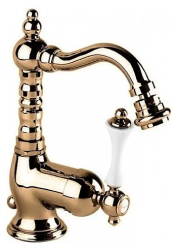 Смеситель для биде Cezares Margot, однорычажный, низкий, длина излива 155 мм, поворотный, керамический, латунь, цвет бронза, с донным клапаном