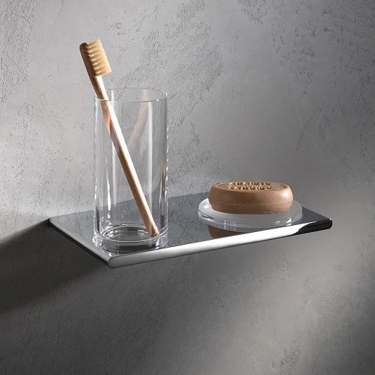 Стакан и мыльница с держателем Keuco Edition 400, настенный, латунь/стекло, округлый, для душа/ванны/зубных щеток/кускового мыла, в ванную комнату, под зубные щетки/кусковое мыло, цвет: хром