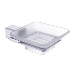 Мыльница Raglo R301.02 с держателем, настенная, стекло/нержавеющая сталь, квадратная, для мыла, в ванную комнату, цвет хром