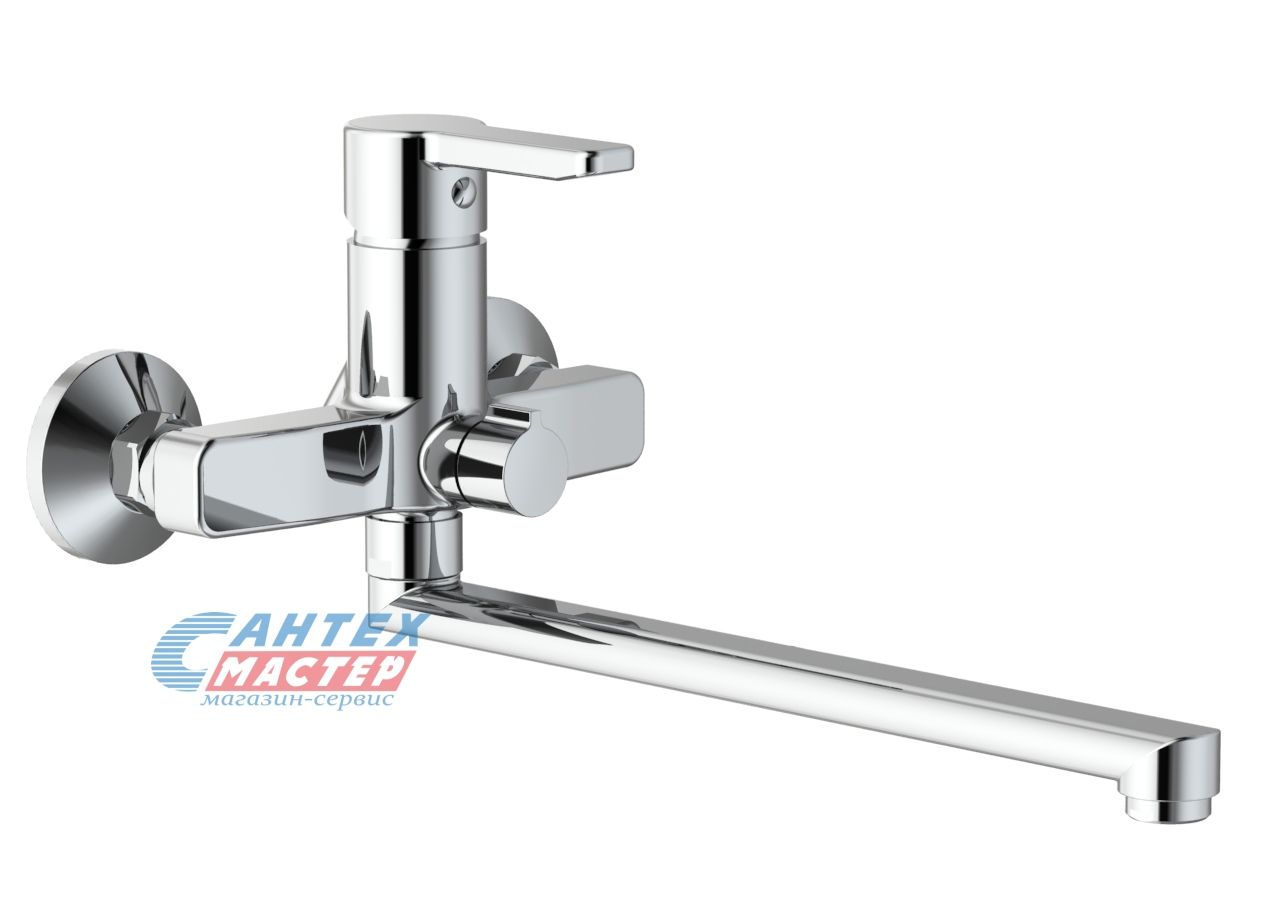 Смеситель для ванны/душа Iddis Sena SENSBL2i10WA однорычажный, керамический, настенный, излив поворотный 407,5 мм, латунь, цвет хром, длинный