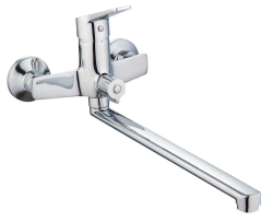 Смеситель для ванны/душа Esko Murano однорычажный, керамический, настенный, излив поворотный 325 мм, с гибким шлангом, душем/лейкой, латунь, цвет хром, длинный, универсальный, горизонтальный, рычажный, кран, комплект, сантехника, размер Смеситель для ванны/душа Esko Murano однорычажный, керамический, настенный, излив поворотный 325 мм, с гибким шлангом, душем/лейкой, латунь, цвет хром, длинный, универсальный, горизонтальный, рычажный, кран, комплект, сантехника, размер