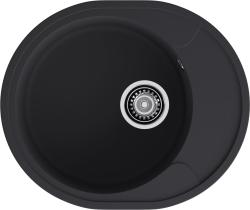 Мойка GranFest URBAN 857L, 57х48 см, врезная, кварц, овальная, цвет черный, без отверстия под смеситель, слив-перелив, с крылом, оборачиваемая, для кухни