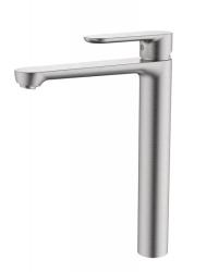 Смеситель для раковины Cezares Stylus однорычажный, высокий, длина излива 180 мм, неповоротный, керамический, нержавеющая сталь, цвет сатин, без донного клапана