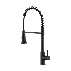 Смеситель для кухни/мойки G-lauf ZAP4-G090KB однорычажный, гибкий/поворотный излив и режимом "душ" длина 216 мм, керамический, нержавеющая сталь, цвет черный