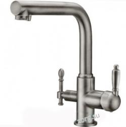 Смеситель для кухни/мойки ZorG ZR 313, под фильтр, однорычажный, поворотный, керамический картридж, длина излива 225 мм, латунь, цвет сатин