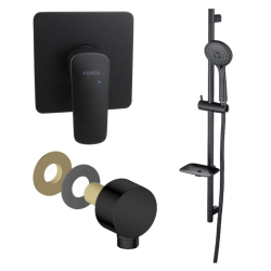 Душевая система Aquatek Вега встраиваемая, цвет черный матовый, комплект: однорычажный смеситель/душевой гарнитур/подключение для шланга, без излива, внутренний (скрытый) монтаж