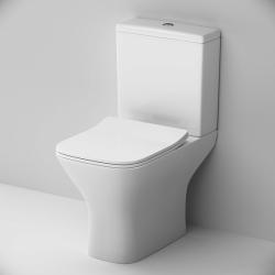 Унитаз компакт Am.Pm Gem 800х605х375 мм цвет белый, напольный, горизонтальный (прямой) выпуск, безободковый, с сиденьем микролифт, дюропласт, нижняя подводка воды, антивсплеск