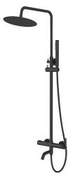 Душевая система Esko Bangkok Black 748-1343 мм цвет черный, комплект: однорычажный смеситель/излив/тропический душ (с верхней лейкой)/лейка/стойка/шланг, латунь ST250BGB