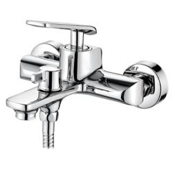 Смеситель для ванны/душа LEDEME настенный, однорычажный, неповоротный, латунный, длина излива 114 мм, латунь, цвет хром