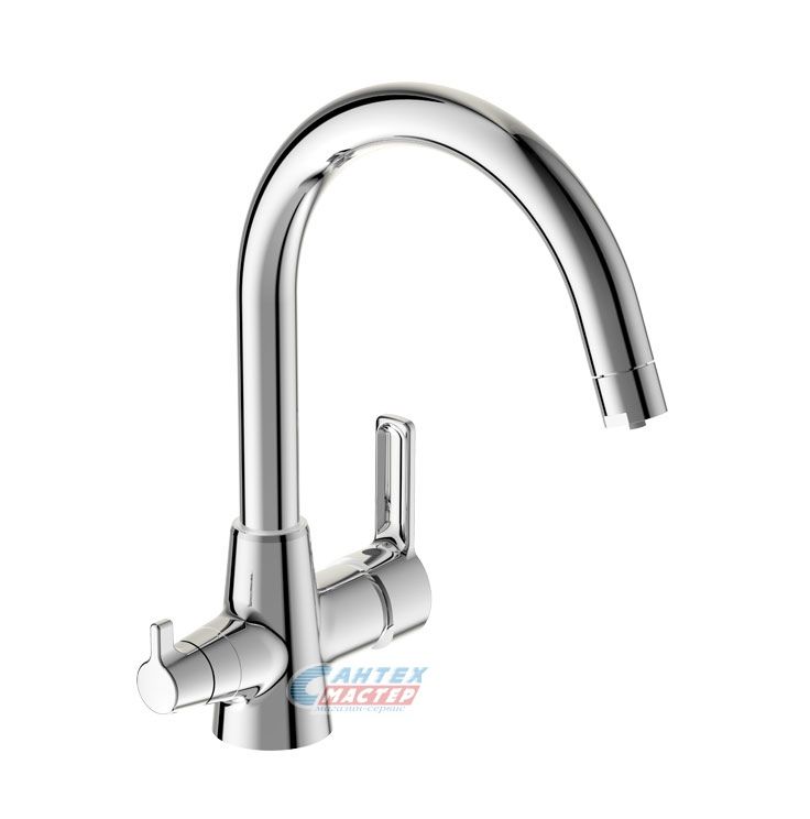 Смеситель для кухни/мойки Vidima Уно однорычажный, керамический, с подключением к фильтру, с поворотным изливом, длина 200 мм, латунь, цвет хром, кухонный, хромированный, вертикальный, кран, комплект, сантехника, водопроводные, размер, характеристики