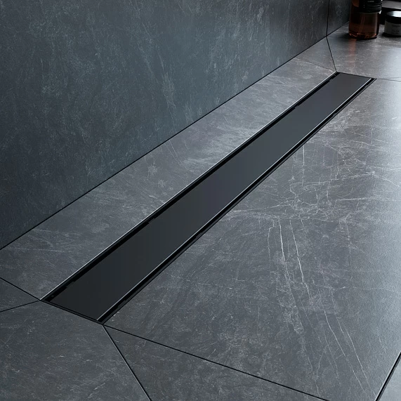 Душевой трап (лоток) AM.PM PrimeFlow 800 мм комбинированный затвор с черной матовой решеткой, под плитку, цвет черный матовый, выходная труба 50 мм, линейный