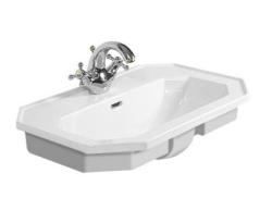 Раковина DURAVIT 1930 Series WonderGliss, 58х47х22,5 см, встраиваемая сверху, восьмиугольная, санфарфор, цвет белый, 1 отверстие/2 намеченых отверстия под смеситель, антигрязевое покрытие, слив/перелив