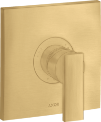 Смеситель для душа Axor Citterio, однорычажный, с рычаговой рукояткой, скрытого монтажа, керамический, настенный/встраиваемый, без излива, без шланга/лейки, квадратный, латунь, цвет шлифованное золото, для душа/ванной