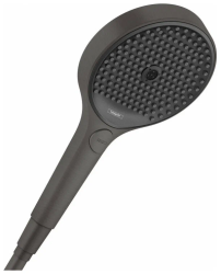 Лейка душевая Hansgrohe Rainfinity 130 3jet EcoSmart, настенная, круглая, с 3 режимами, регулируемая, хромированная/пластмассовая, цвет: шлифованный черный хром, ручная, для душа/ванной