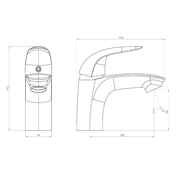 Смеситель для раковины/умывальника Damixa Eclipse, однорычажный, неповоротный, керамический, длина излива 108 мм, латунь, цвет хром