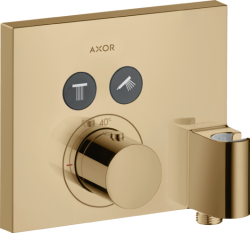 Смеситель для душа Axor ShowerSelect, термостатический, скрытого монтажа, 2 потребитель, настенный, без излива/шланга/лейки, прямоугольный, латунный, цвет полированная бронза, со шланговым подключением и держателем душа, с термостатом