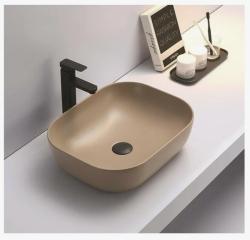 Раковина для ванной CeramaLux NC 78104MC-1 50,5х14х40,5 накладная, прямоугольная, керамическая/фарфоровая, цвет капучино, без отверстия под смеситель, без слива-перелива
