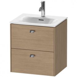Тумба под раковину Duravit Brioso, 52х41,9х55,5 см, подвесная, 2 выдвижных ящика, ДСП, цвет: дуб европейский/хром, шкафчик навесной, механизм доводчика, прямоугольная, правая/левая, в ванную комнату