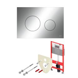 Инсталляция TECEbase 2.0 для подвестного унитаза, с кнопкой смыва TECEloop хром глянцевый, с креплением к стене, звукоизоляционная плита