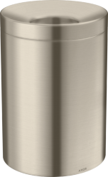 Ведро/корзина для мусора Axor Universal Circular Accessories с крышкой, 5 л, напольное, металлическое/пластиковое, форма круглая, для туалета/ванной/кухни, цвет шлифованный никель, со съемной вставкой