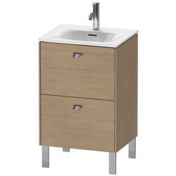 Тумба под раковину Duravit Brioso, 52х41,9х68,5 см, напольная, цвет: дуб европейский/хром, 2 выдвижных ящика, ДСП, прямоугольная, левая/правая, в ванную комнату