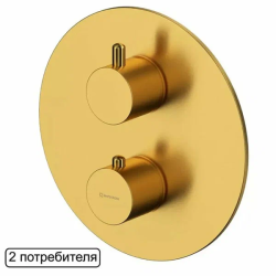 Смеситель для душа Whitecross Y, термостатический, встраиваемый, латунь, без излива, цвет брашированное золото, скрытого монтажа
