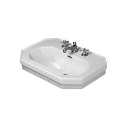 Раковина DURAVIT 1930 Series WonderGliss, 60х54,5х16 см, подвесная, восьмиугольная, санфарфор, цвет белый, 1 отверстие/2 намеченых отверстия под смеситель, антигрязевое покрытие, слив/перелив