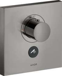 Смеситель для душа Axor ShowerSelect HighFlow, термостатический, скрытого монтажа, 1 потребитель, настенный, без излива/шланга/лейки, квадратный, латунный, цвет полированный черный хром, с клапаном для ручного душа, с термостатом