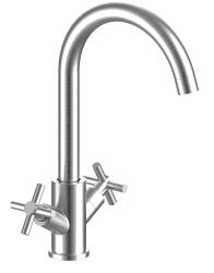 Смеситель для кухни/мойки Esko Astana двухвентельный, поворотный, высокий/R-излив, длина излива 180 мм, нержавеющая сталь, цвет нержавеющая сталь AA519R