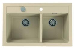 Мойка кухонная ALVEUS GRANITAL ATROX 50 TERRA-G22 79х50х19,5 см, врезная, две чаши, искусственный гранит, прямоугольная, цвет песчаный, с отверстием под смеситель, в комплекте с сифоном 1132822