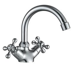 Смеситель для раковины/умывальника Olives Anari AN19100 двухвентильный, поворотный, кран-букса, длина излива 140 мм, латунь, цвет хром