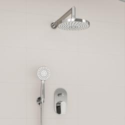 Душевая система WasserKRAFT, встраиваемая, цвет хром, комплект: однорычажный смеситель/тропический душ (с верхней лейкой)/лейка/шланг, скрытого монтажа