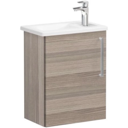 Тумба с раковиной Vitra Root 45, 415х575х270 мм, подвесная, левая/левосторонняя, 1 распашная дверца, МДФ, система плавного закрывания, прямоугольная, цвет: кордоба/умывальник, прямоугольный, цвет белый