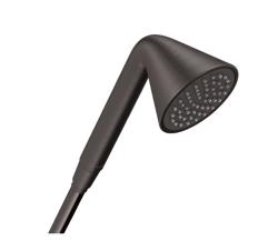 Лейка душевая Axor Showers/Front 85 1jet, настенная, круглая, с 1 режимом, латунная, цвет шлифованный черный хром, ручная, для душа/ванной