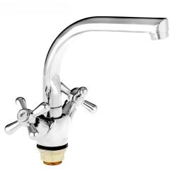 Смеситель для кухни/мойки Accoona, двухвентильный, поворотный, керамический, длина излива 226 мм, латунь, цвет хром