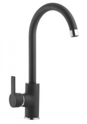 Смеситель для кухни ALVEUS GENESIS TONIA G91 CARBON однорычажный, поворотный, керамический, с высоким изливом, высота излива 21,8 см, латунь, покрытие гранит, цвет карбон, на мойку