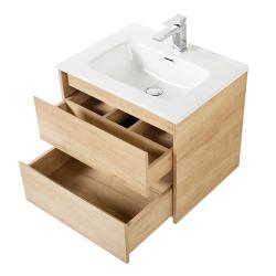 Тумба под раковину BelBagno Kraf 70, 70х46х53 см, подвесная, 2 выкатных ящика, ЛДСП, цвет: светлое дерево, шкафчик навесной, механизм доводчика, прямоугольная