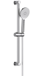 Душевой гарнитур Aquatek Оберон наружного монтажа, высота 677 мм, цвет хром, комплект: стойка/лейка/шланг, нержавеющая сталь/пластик