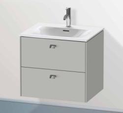 Тумба под раковину Duravit Brioso, 52х41,9х55,3 см, подвесная, 2 выдвижных ящика, ДСП, цвет: бетонно-серый/хром, шкафчик навесной, механизм доводчика, прямоугольная, правая/левая, в ванную комнату