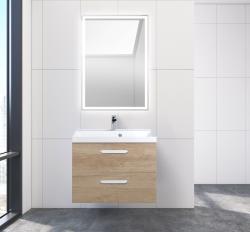 Тумба под раковину BelBagno Aurora 70, 70х45х50 см, подвесная, 2 выкатных ящика, ЛДСП, цвет: светлое дерево, шкафчик навесной, механизм доводчика, прямоугольная