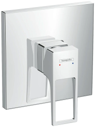 Смеситель для душа Hansgrohe Metropol с рукояткой-петлей, однорычажный, скрытого монтажа, керамический, настенный/встраиваемый, квадратный, без излива, без шланга/лейки, латунь, цвет хром