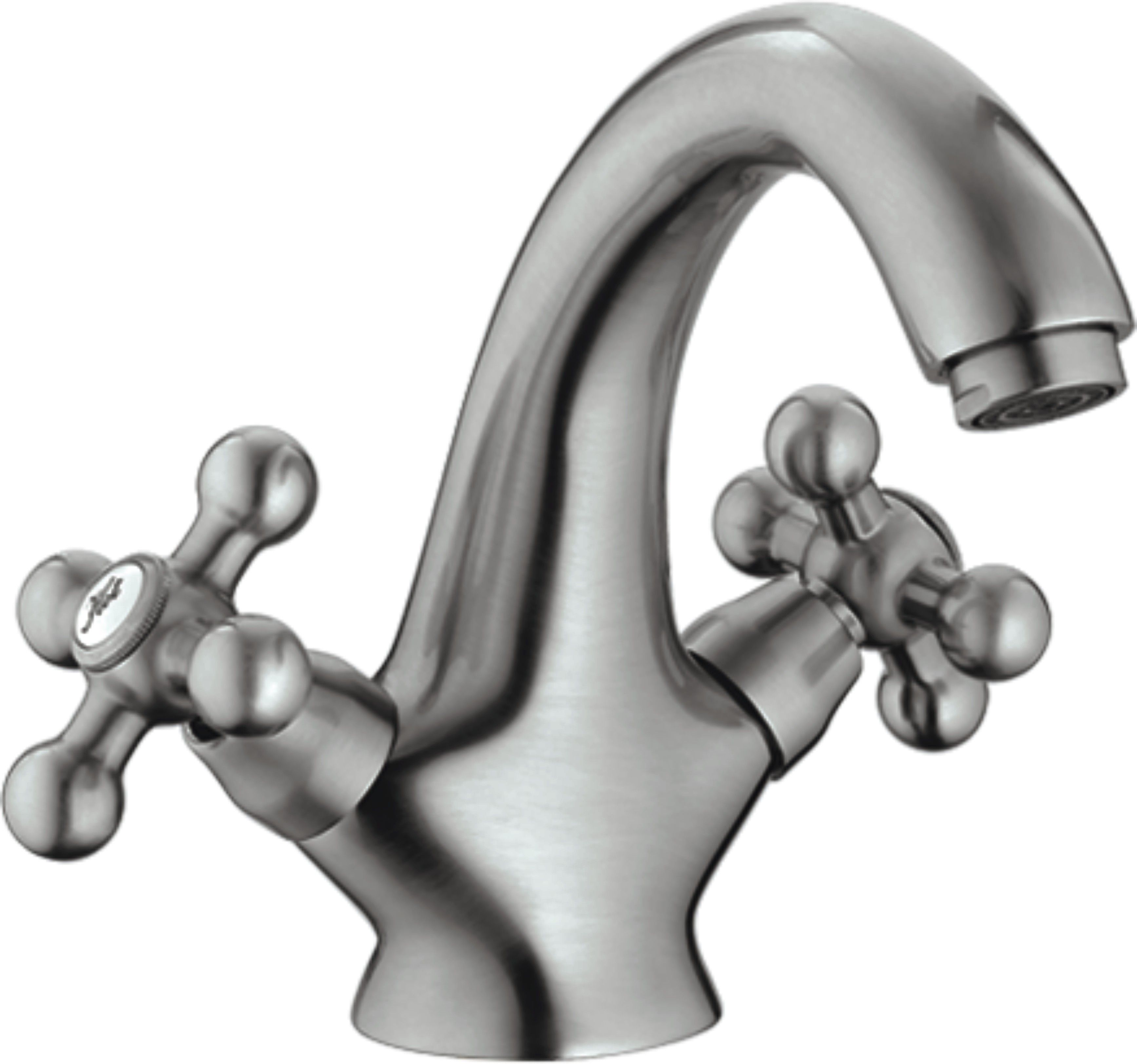 Смеситель для умывальника HAIBA CRON двухвентильный, неповоротный, длина 126 мм, силумин, цвет серый