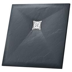 Душевой поддон RGW Stone Tray ST-G, 75х75х2,5 см, квадратный, из искусственного камня, низкий, цвет: графит, с антискользящим рельефным покрытием, без бортика