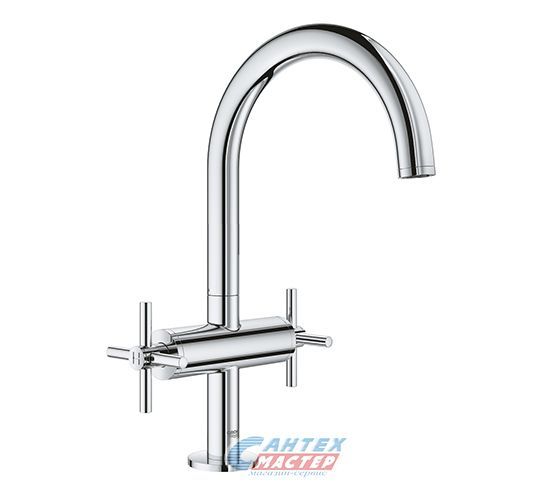 Смеситель для раковины Grohe Atrio New двухвентильный, излив высокий, длина 166 мм, поворотный, керамический, латунь, цвет хром, без донного клапана