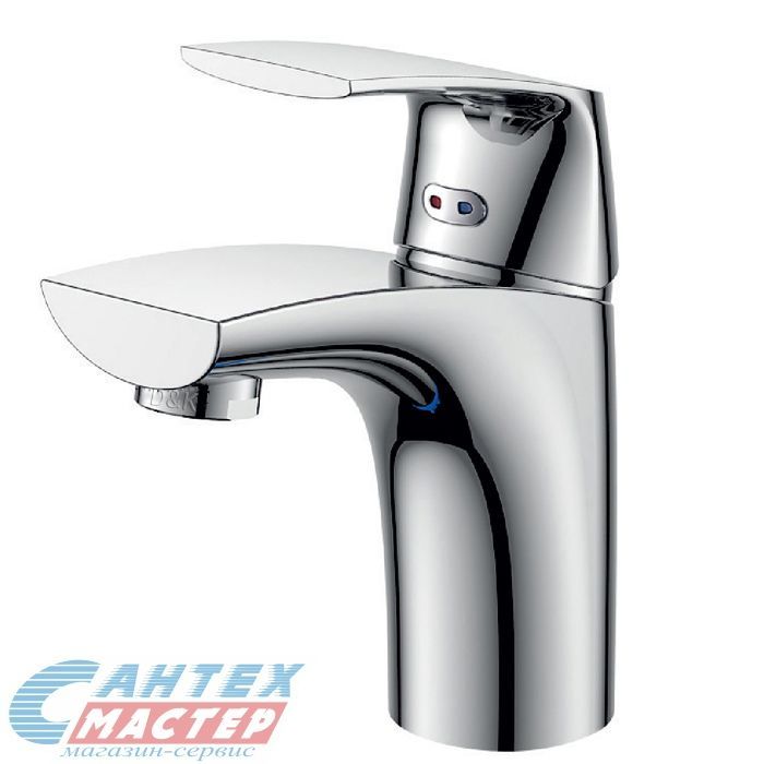 Смеситель для раковины D&K Feuerbach Rhein однорычажный, излив короткий, длина 100 мм, керамический, латунь, цвет хром, без донного клапана