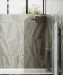 Душевая шторка на ванну MaybahGlass, 140х44 см, бронзовое матовое стекло/профиль узкий, цвет белый матовый, фиксированная, плоская/панель, правая/левая, правосторонняя/левосторонняя, универсальная